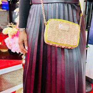 Michael Kors Brown and Green Crossbody Bag with Structured Design